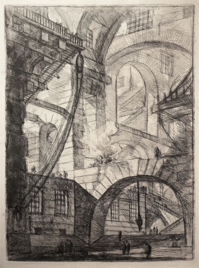 Giovanni Battista Piranesi - Perspective of Arches, with a Smoking Fire, 1st state, 1st edition