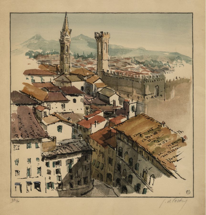 Germaine De Coster - Roofs and Palace in Florence