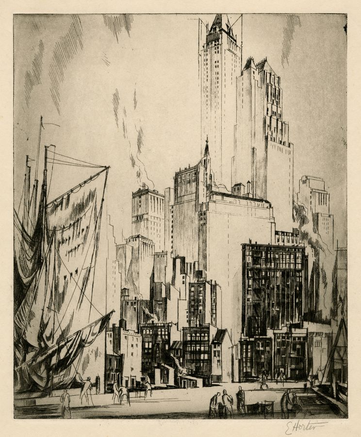 Earl Horter - Untitled (The Woolworth Under Construction)