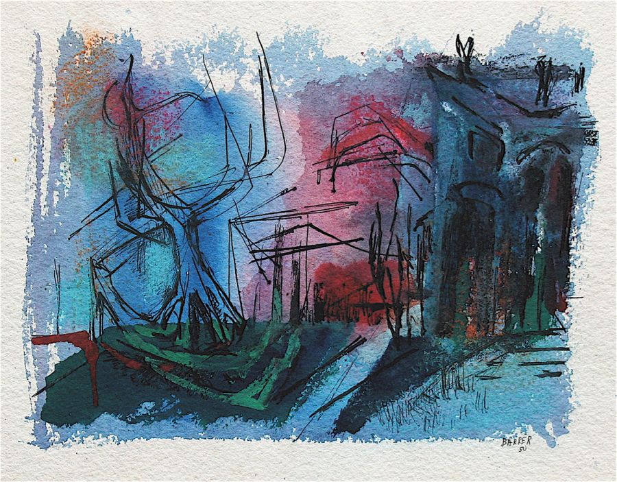 Gertrude Barrer - Blue and Red Abstraction
