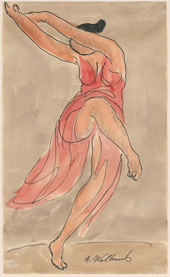 Abraham Walkowitz - Isadora Duncan dancing in a red dress